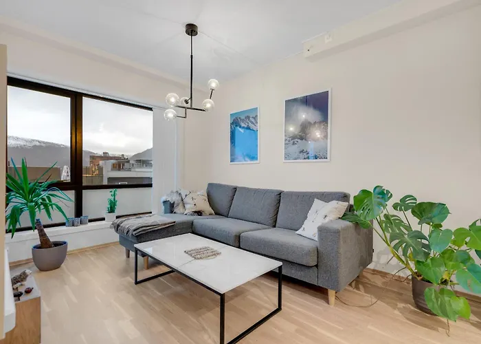 Moderne Sentral Toppleilighet Med Utsikt Til Fjellheisen Og Tromsdalstind דירה טרומסה